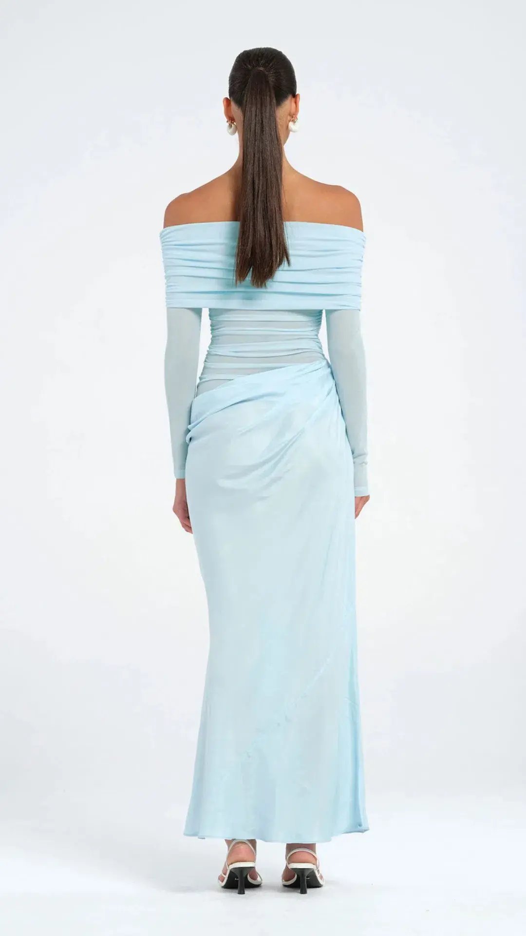 Benni Yasmin Off Shoulder Dress Maxi Baby Blue Size AU 10 photo 3