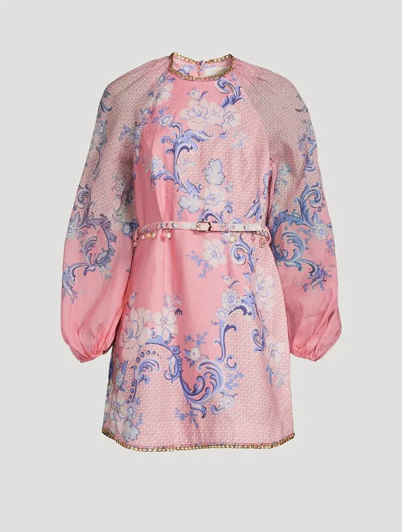 Zimmermann The Postcard Mini Dress Swirl Floral Coral Size 6 photo 2