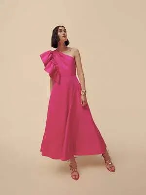 Aje Bonjour Asymmetric Midi Dress Fuchsia Pink Size AU 16 photo 3