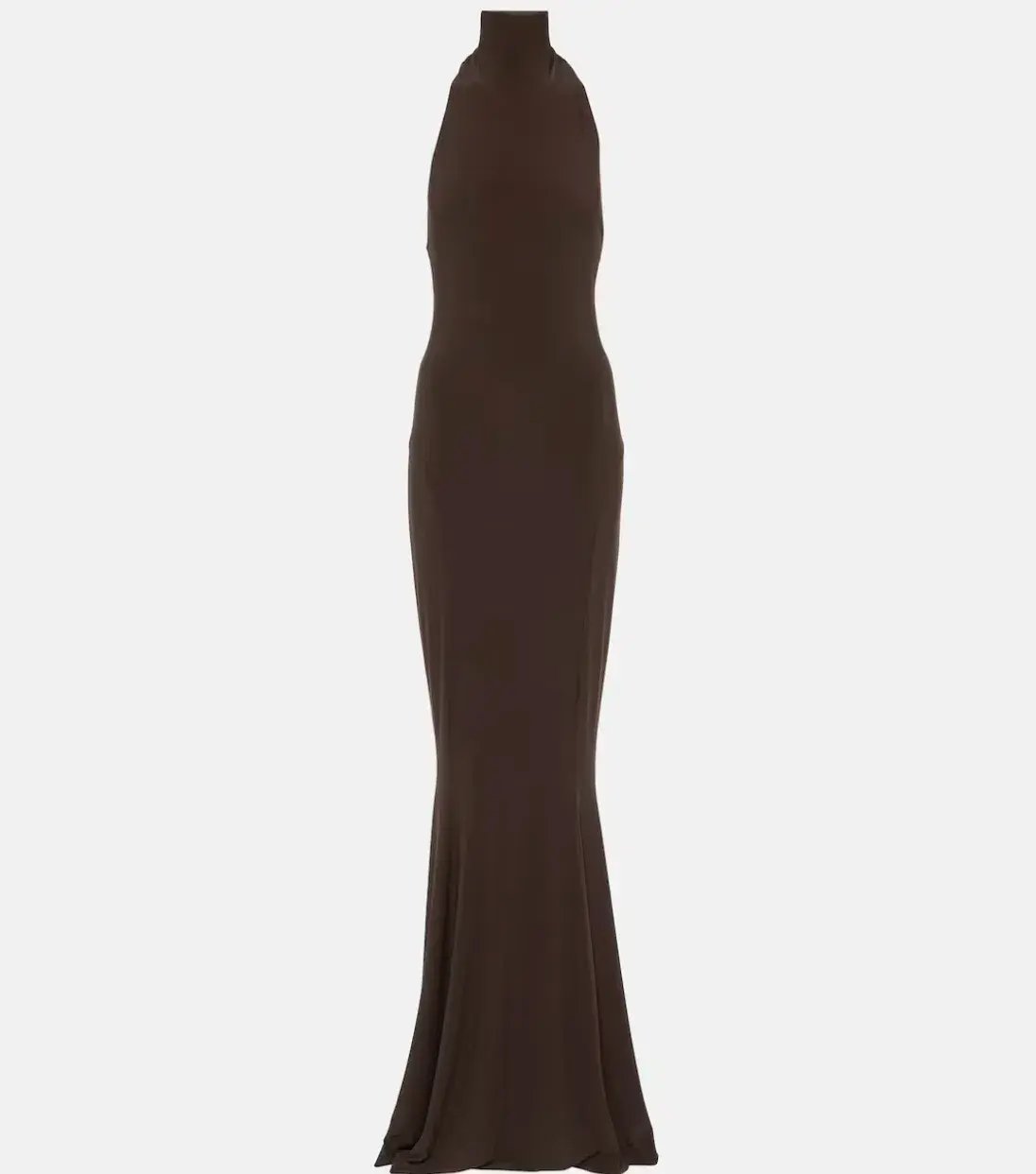 Norma Kamali Halter Turtle Fishtail Gown Brown Size 8 photo 7