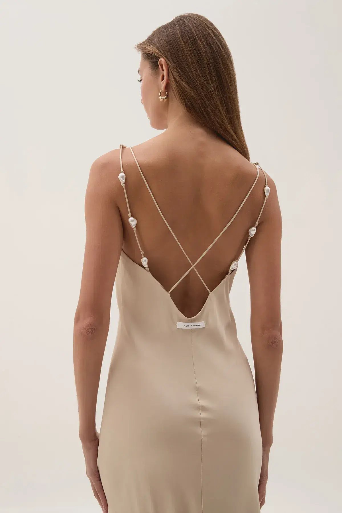 Aje Studio Crossback Midi Dress Oat Size 8 photo 6