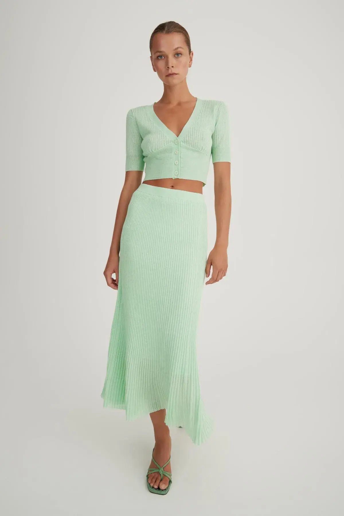 Hansen & Gretel Bernie Knit Cardigan and Midi Skirt Set Melon Size S / AU 8 photo 2