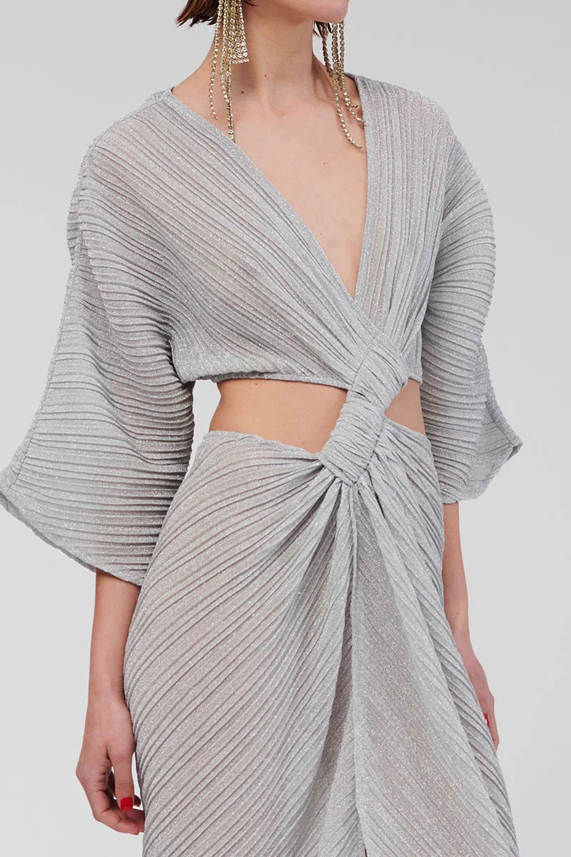 SUBOO STEVIE CROSSOVER MAXI DRESS - SILVER photo 2