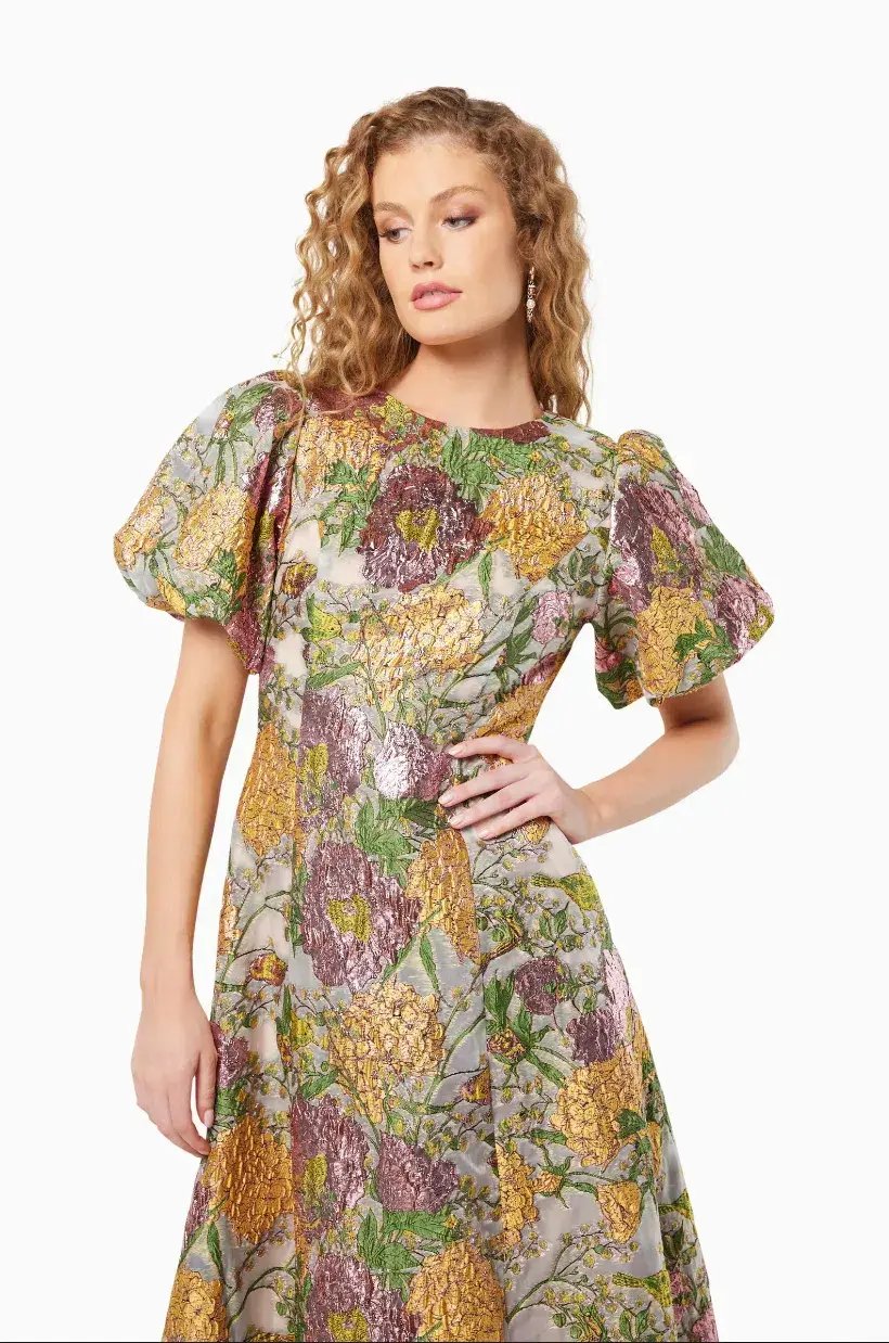 Elliatt Darlene Midi Dress Metallic Floral Size L / AU 12 photo 2