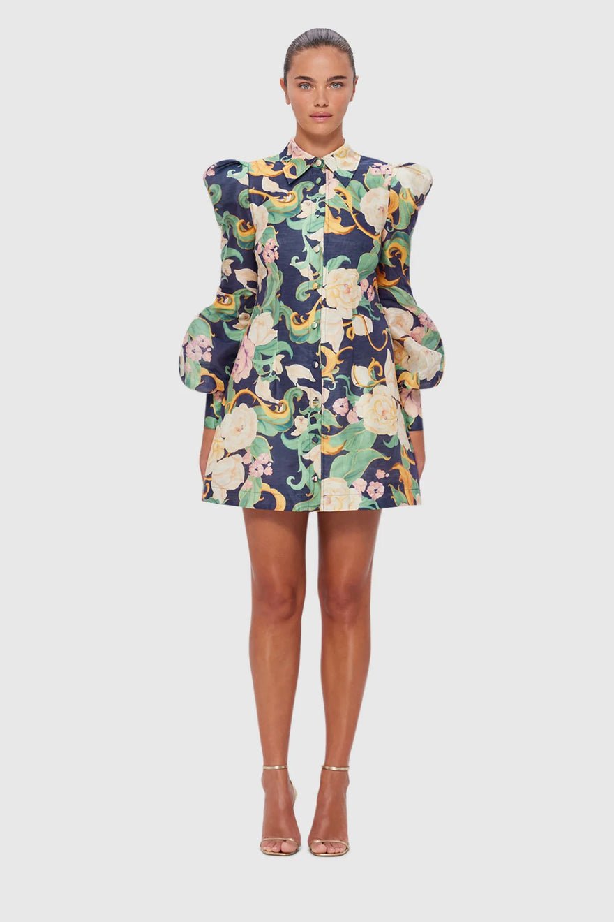 Leo Lin Lana Structured Shoulder Mini Dress - Adorn Print in Virtue photo 5