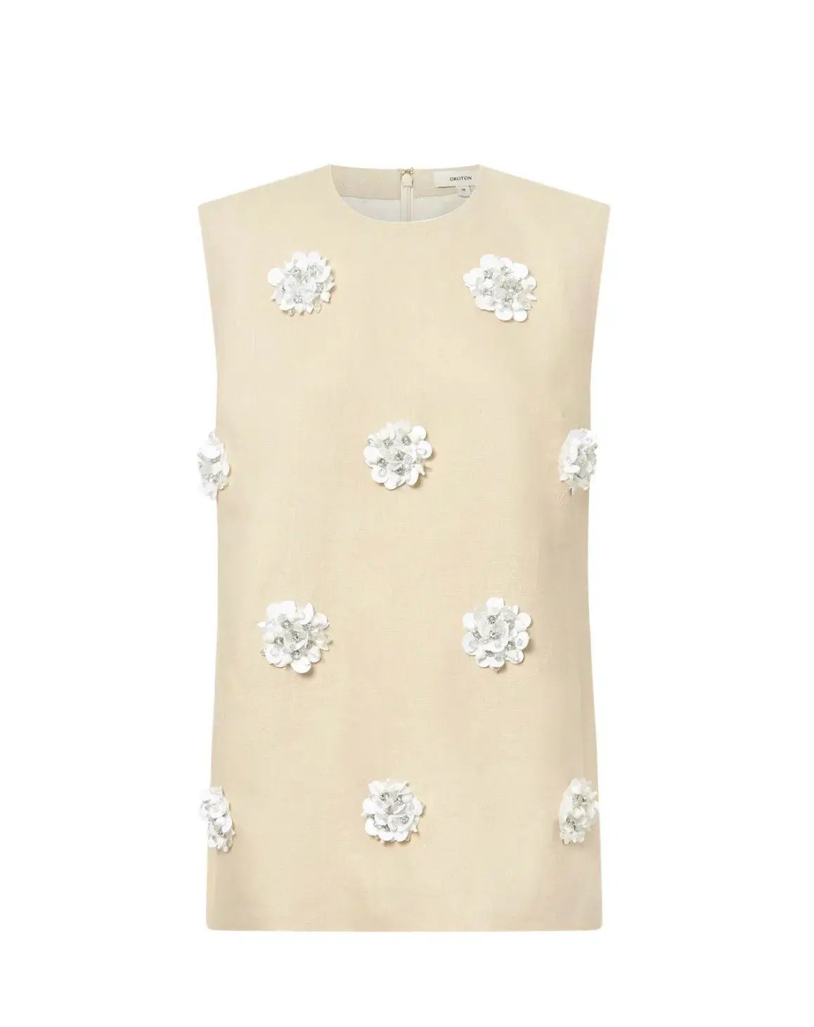 Oroton Flower Sequin Tunic Limestone Size 6 photo 4