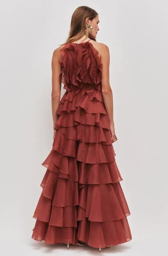 Aje Cleo Gown in Rust Size 8 photo 3