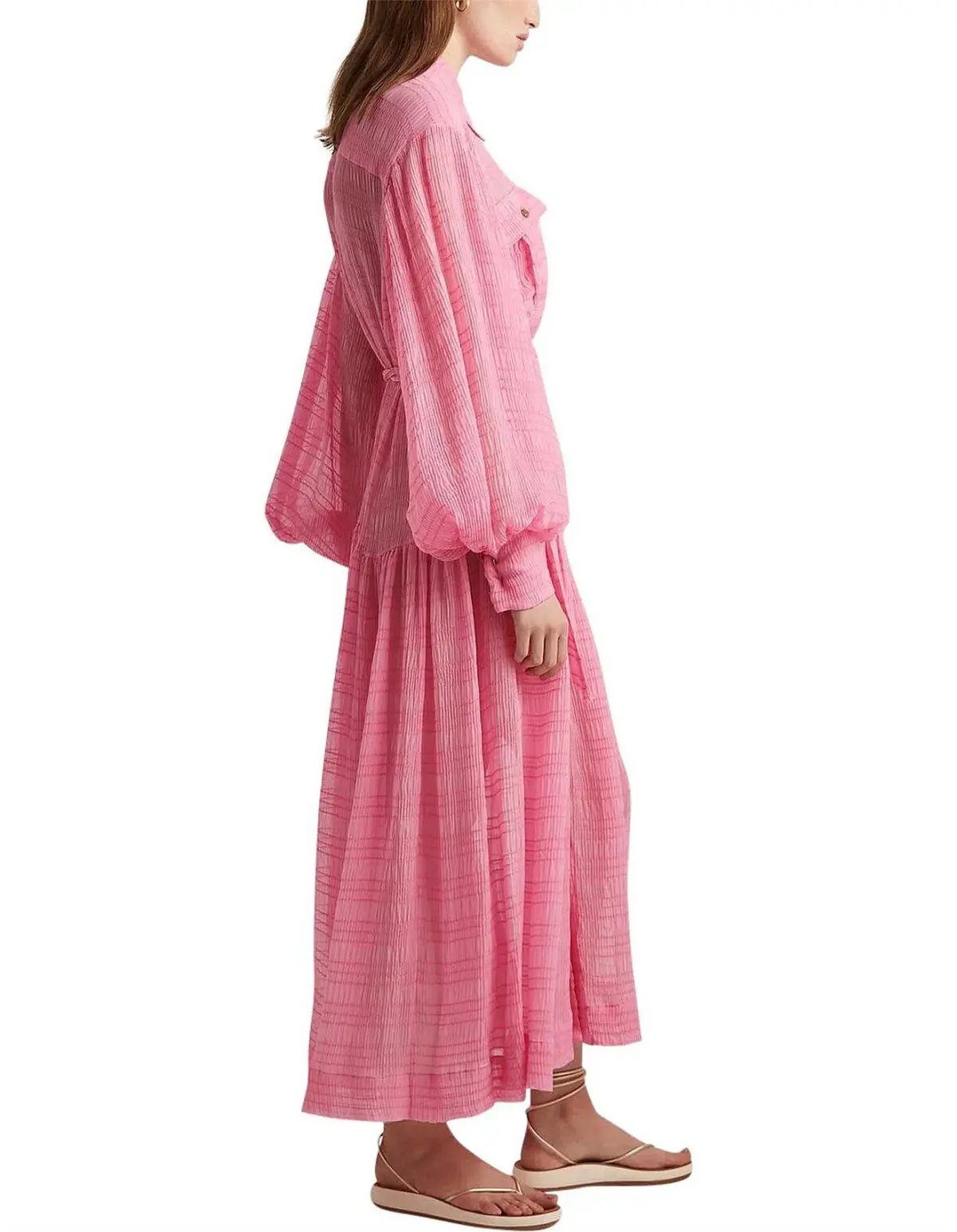 Alemais Antonella Silk Embroidered Shirt Maxi Dress Pink Size 6 AU photo 7