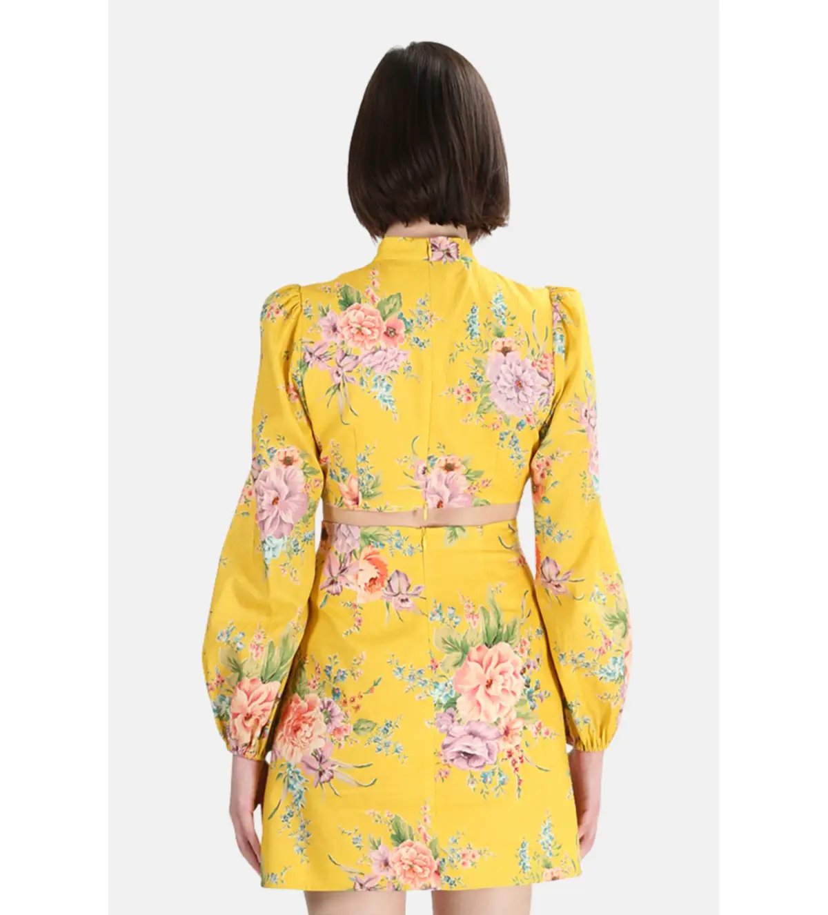 Zimmermann Zinnia Bow Cut Out Mini Dress Golden Floral Size 0/AU 8 photo 4