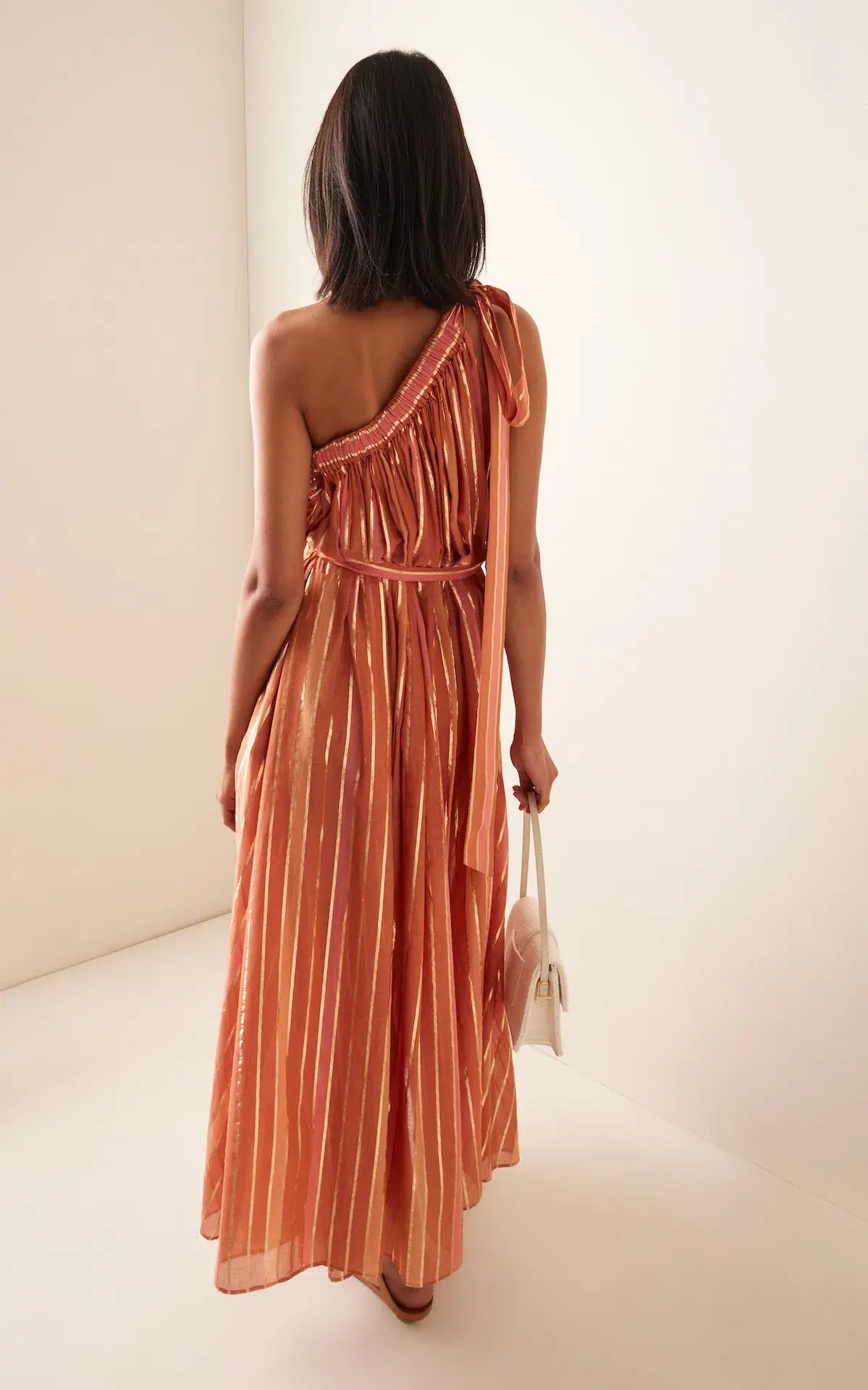 Zimmermann Junie Asymmetric Midi Dress Caramel Multi Size 2 / AU 12 photo 3