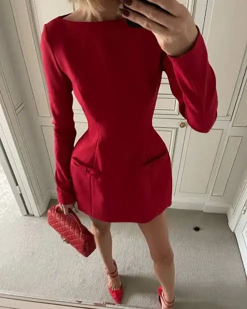 Helsa The Parasol Mini Dress in Lipstick Red Size XXS / AU 4 photo 6