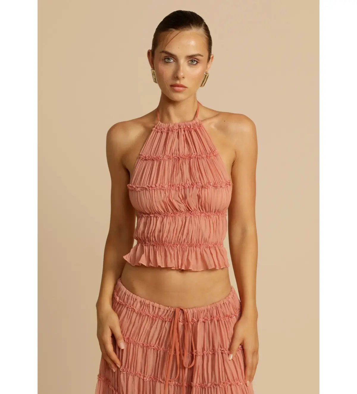 Arcina Ori Juliette Halter and Maxi Skirt Set Peach Size AU 10 photo 4