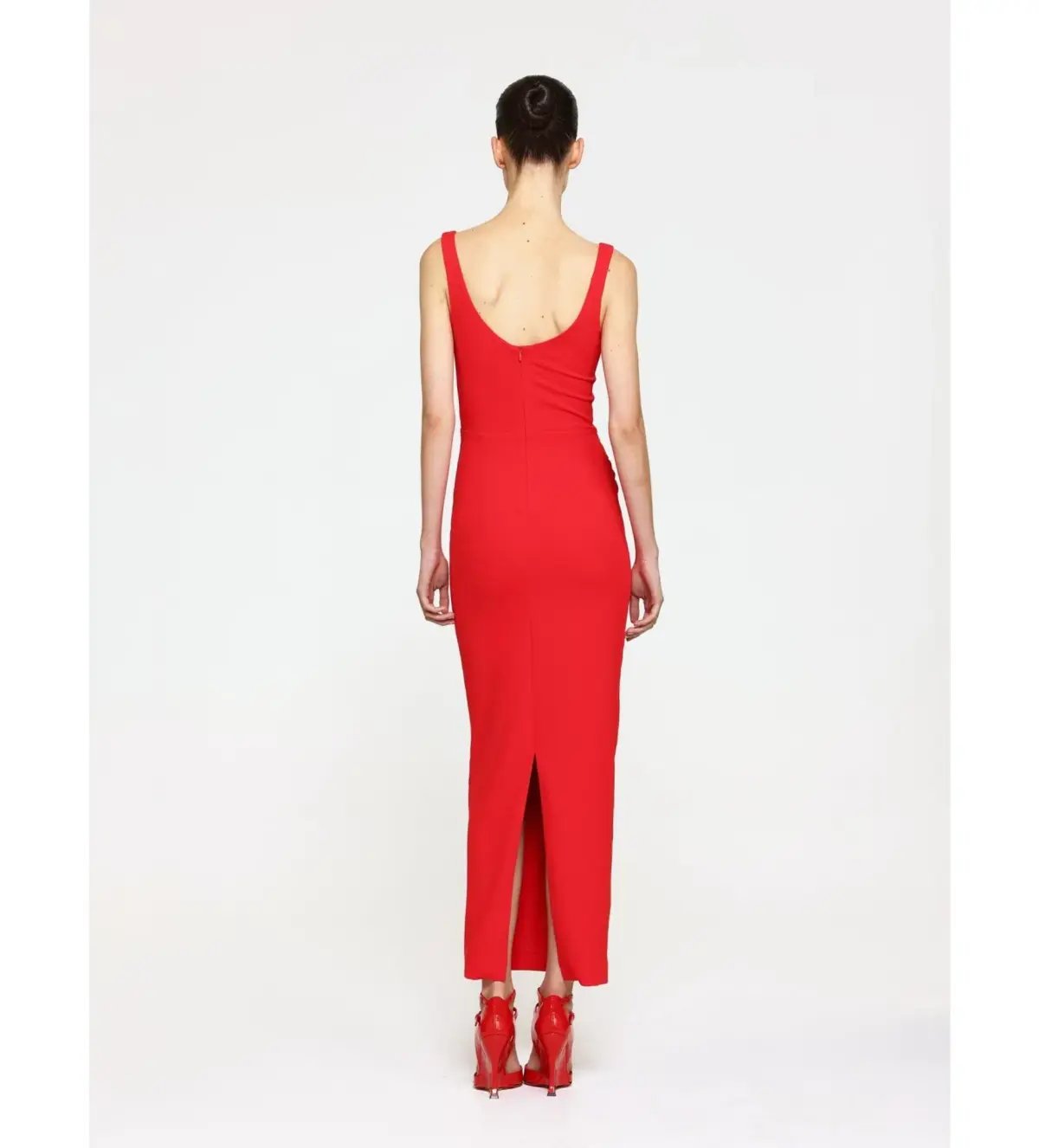 Effie Kats Gable Midi Dress Cherry Red Size 12 photo 2
