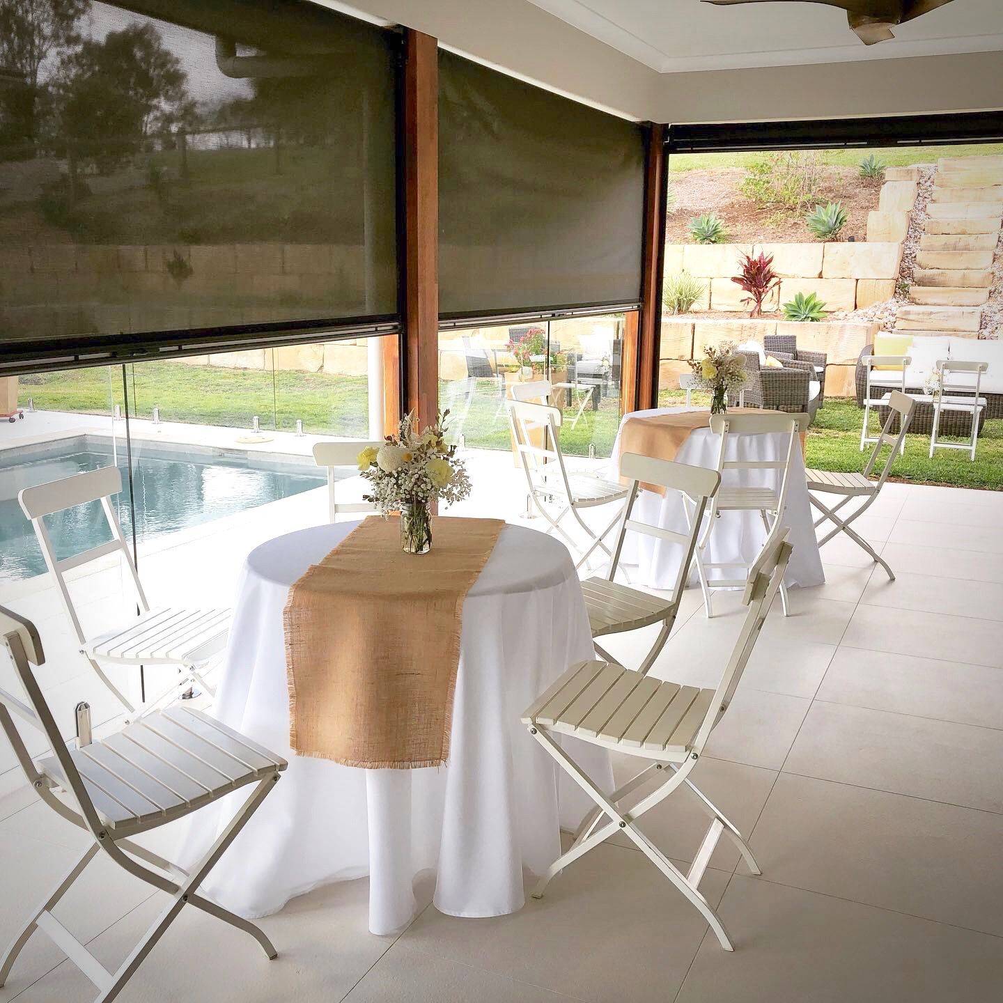 White Clothed Round Cafe, Cake or Signing Table photo 2
