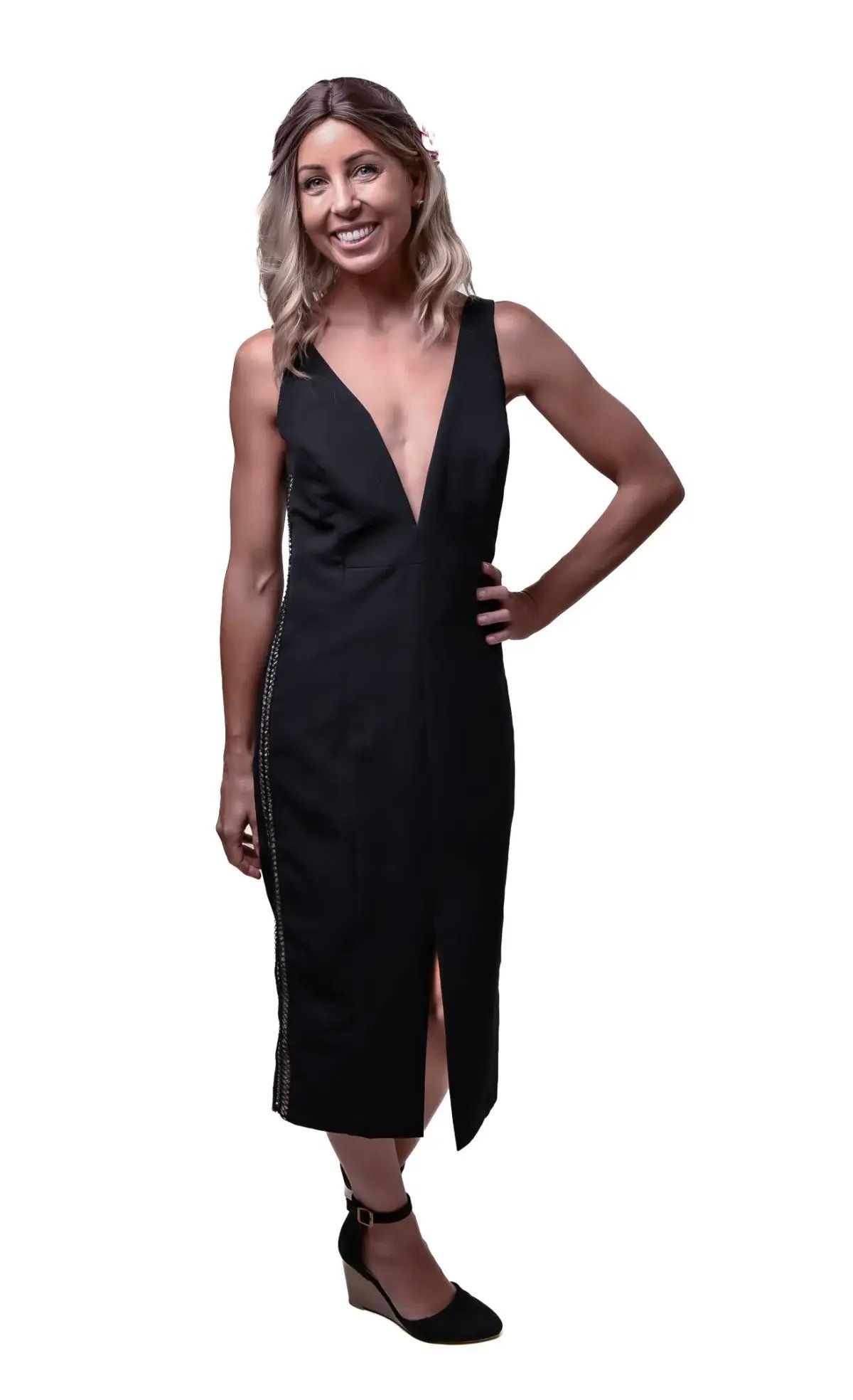 Bardot Bodycon Midi Dress Black Size 12 photo 5