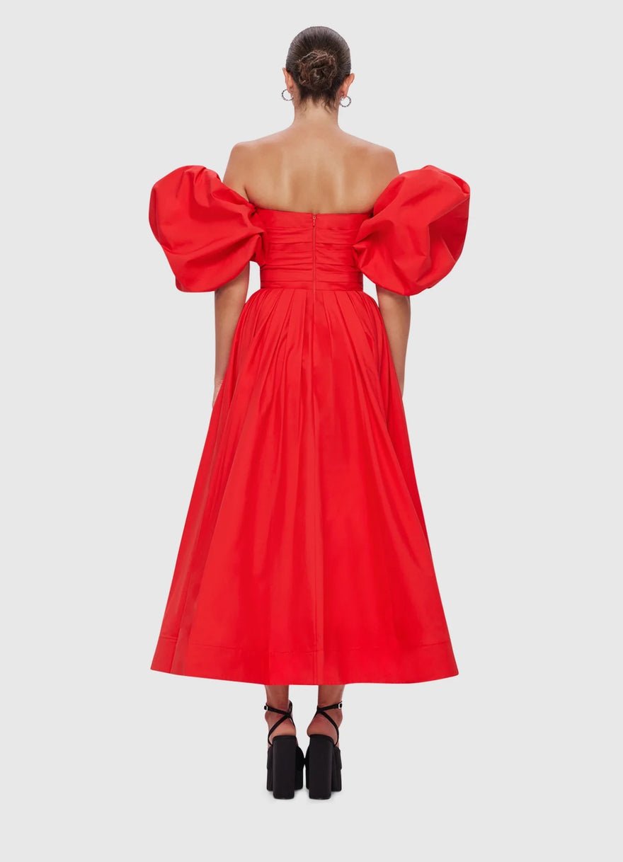 Leo Lin Matilda Puff Sleeve Midi Dress - Scarlet photo 3
