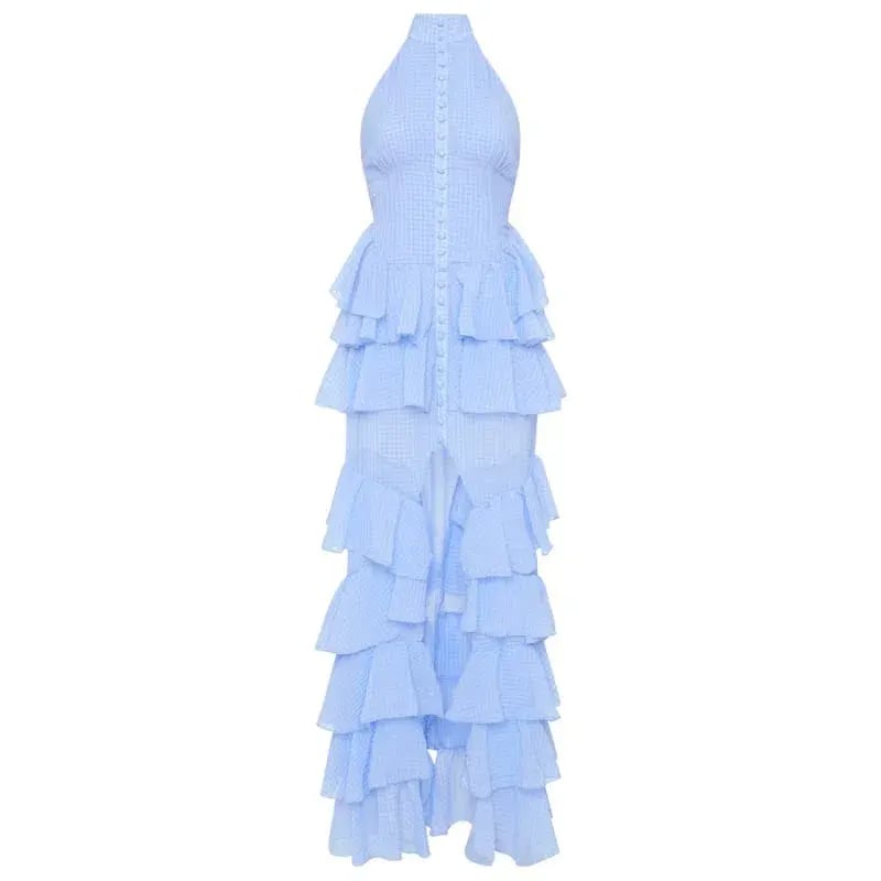 Derma Department Oscar Pale Blue Maxi Dress Size 8 photo 5