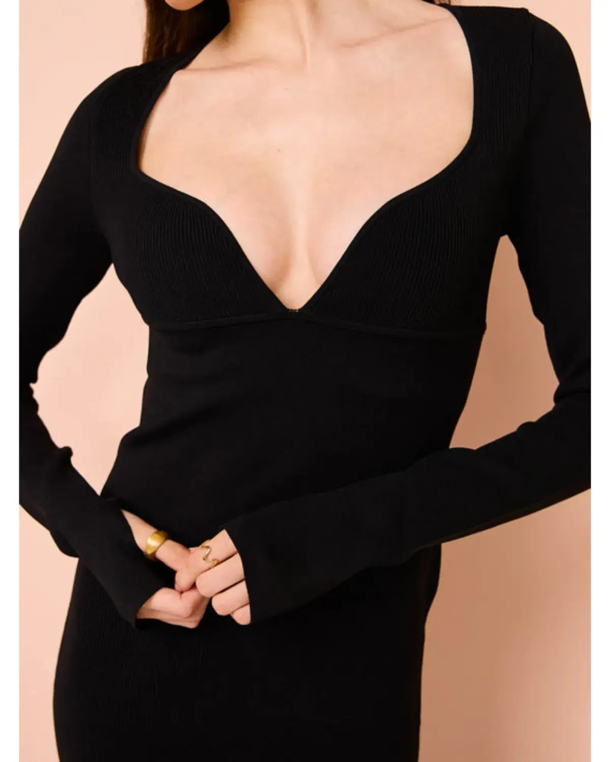 Sir the Label Helena Long Sleeve Midi Dress In Black Size 1 / AU 8 photo 2