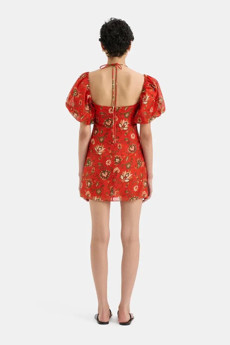 Sir the Label Reyes Puff Sleeve Mini Dress Cactus Flower Size 0 / AU 6 photo 2