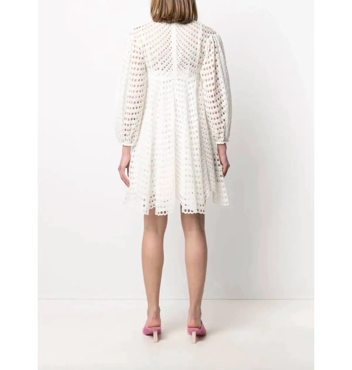 Zimmermann Poppy Eyelet Mini Dress Ivory Size 0 / AU 8 photo 3