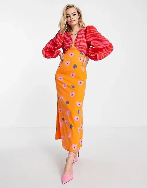 Never Fully Dressed Plus Balloon Sleeve Maxi Dress in Contrast Graphic Print  Size 20 photo 3