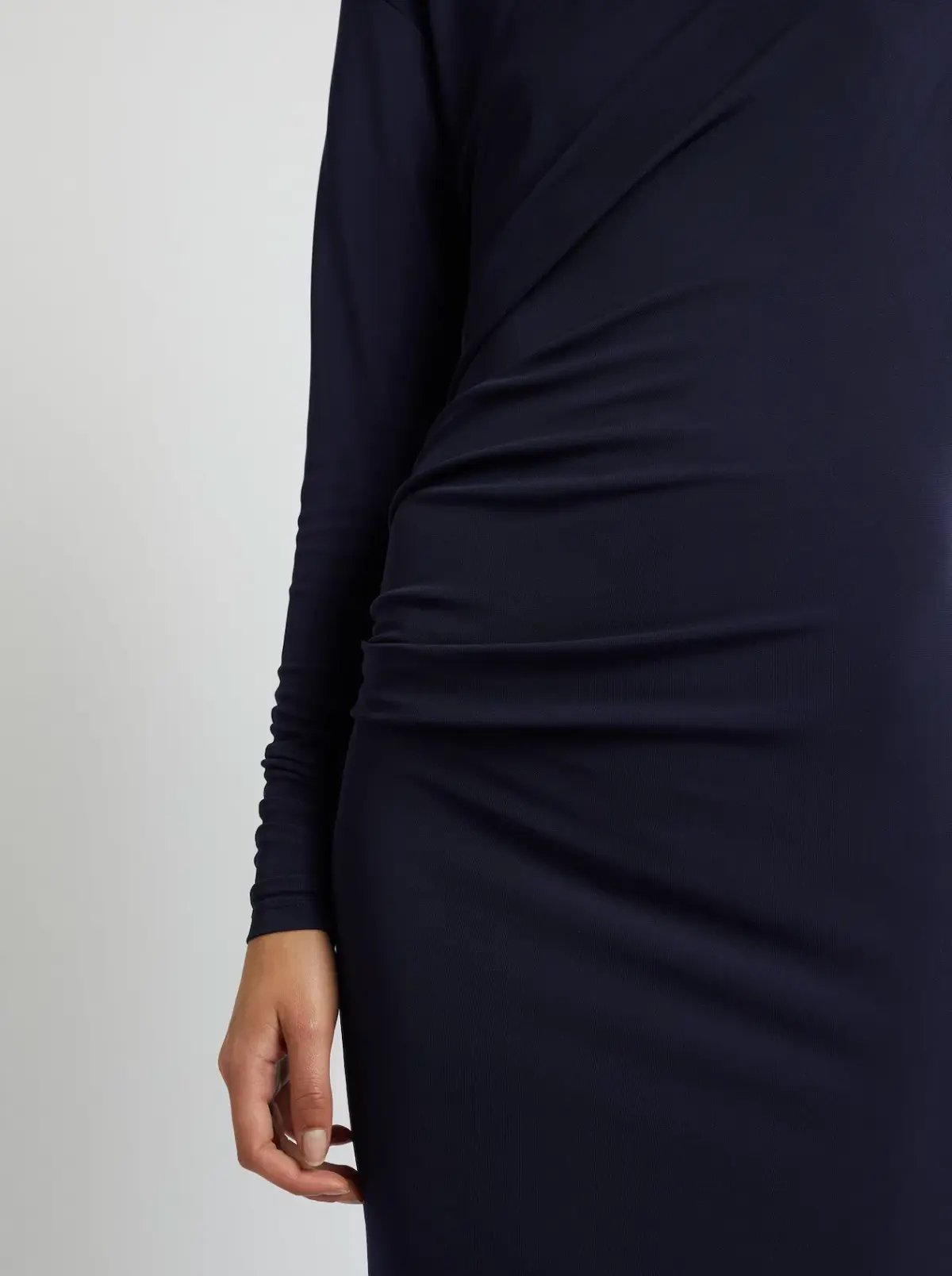 Christopher Esber Side Cowl Long Sleeve Dress Navy Size 8 photo 3