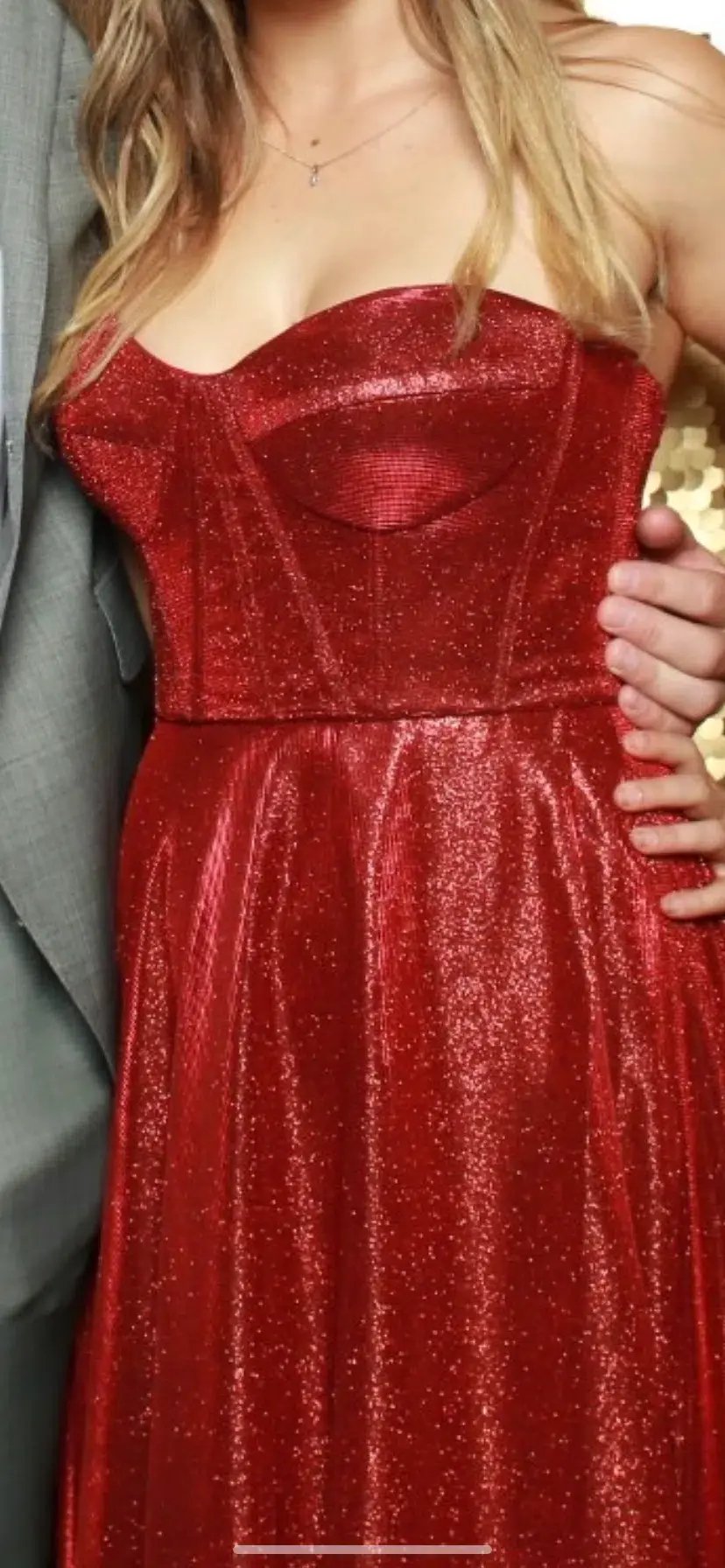 Tania Olsen Daphne Glitter Corset Formal Dress PO927 Red Size 10 photo 2