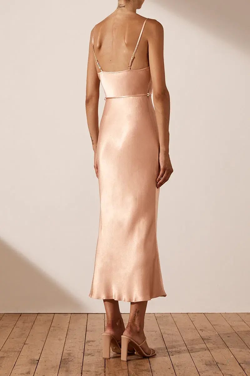 Shona Joy La Lune Bias Cowl Midi Dress Desert Rose Size 8 photo 2