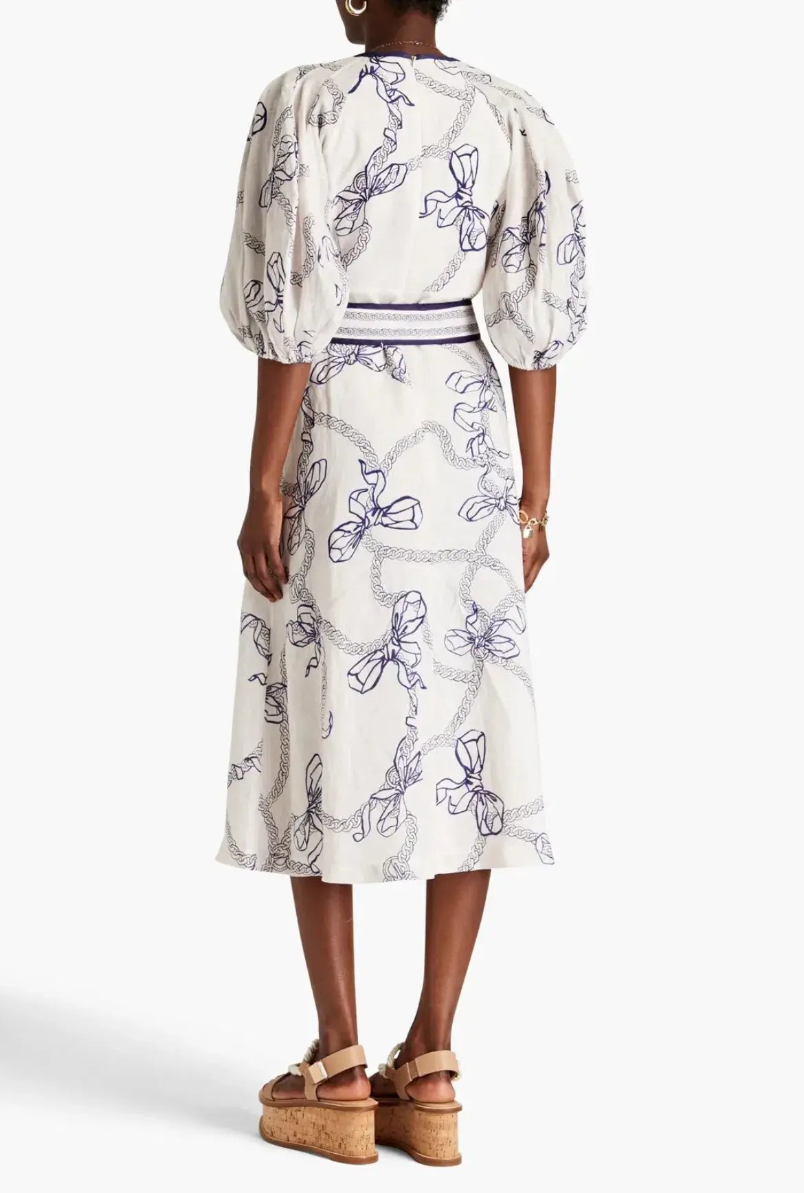 Zimmermann Day Midi Dress Navy Bow Size 0 / AU 8 photo 2