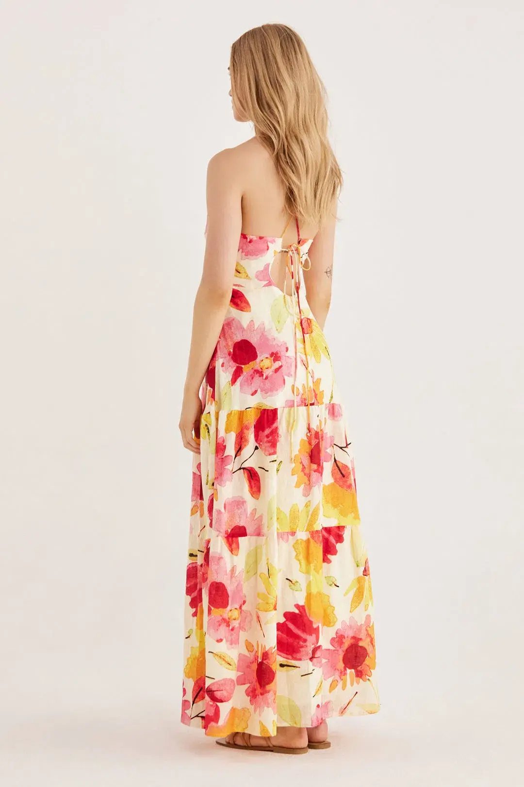 Rumer Sunshine Halter Maxi Dress Floral Size 8 photo 3