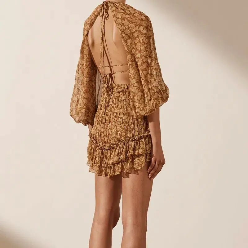 Shona Joy Sunset Cut Out Backless Mini Dress Print Size 10 photo 2