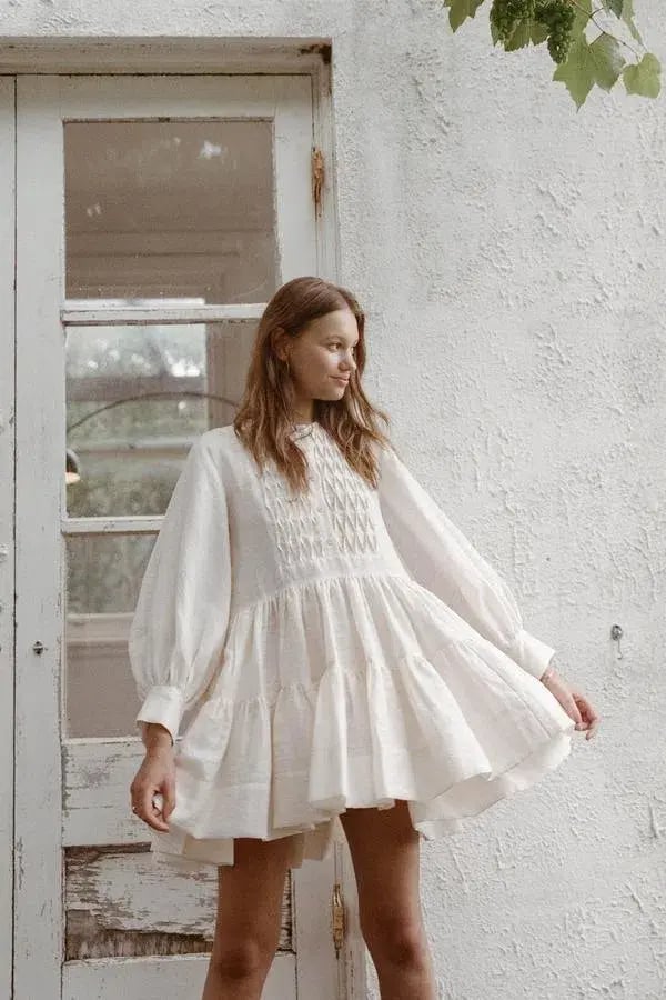 Shona Joy Tuxedo Shirt Dress Ivory Size 10 photo 3