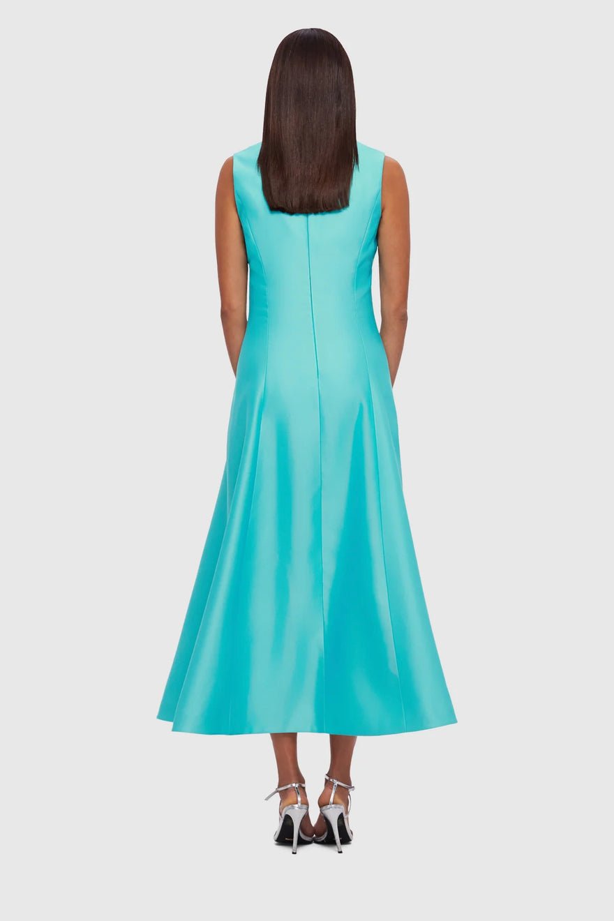 Leo Lin Nicola V Neck Midi Dress - Turquoise photo 2