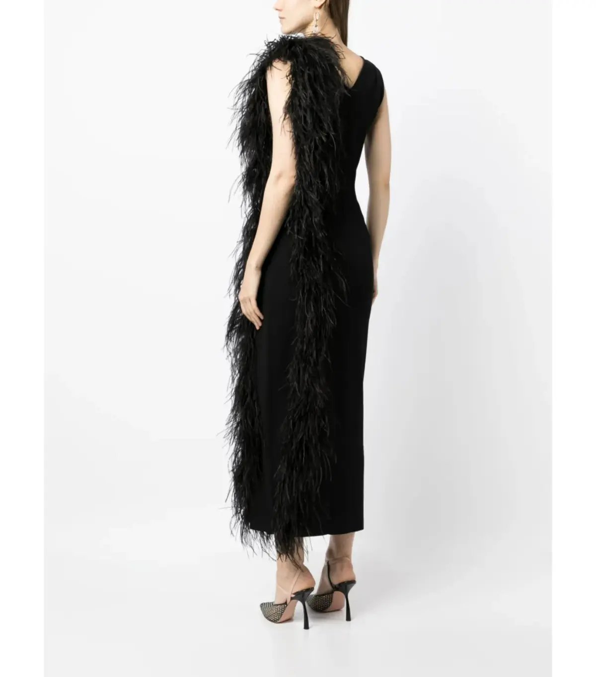 Rachel Gilbert Elcie Feather-Tri Midi Dress Black Size XS / AU 6 photo 3