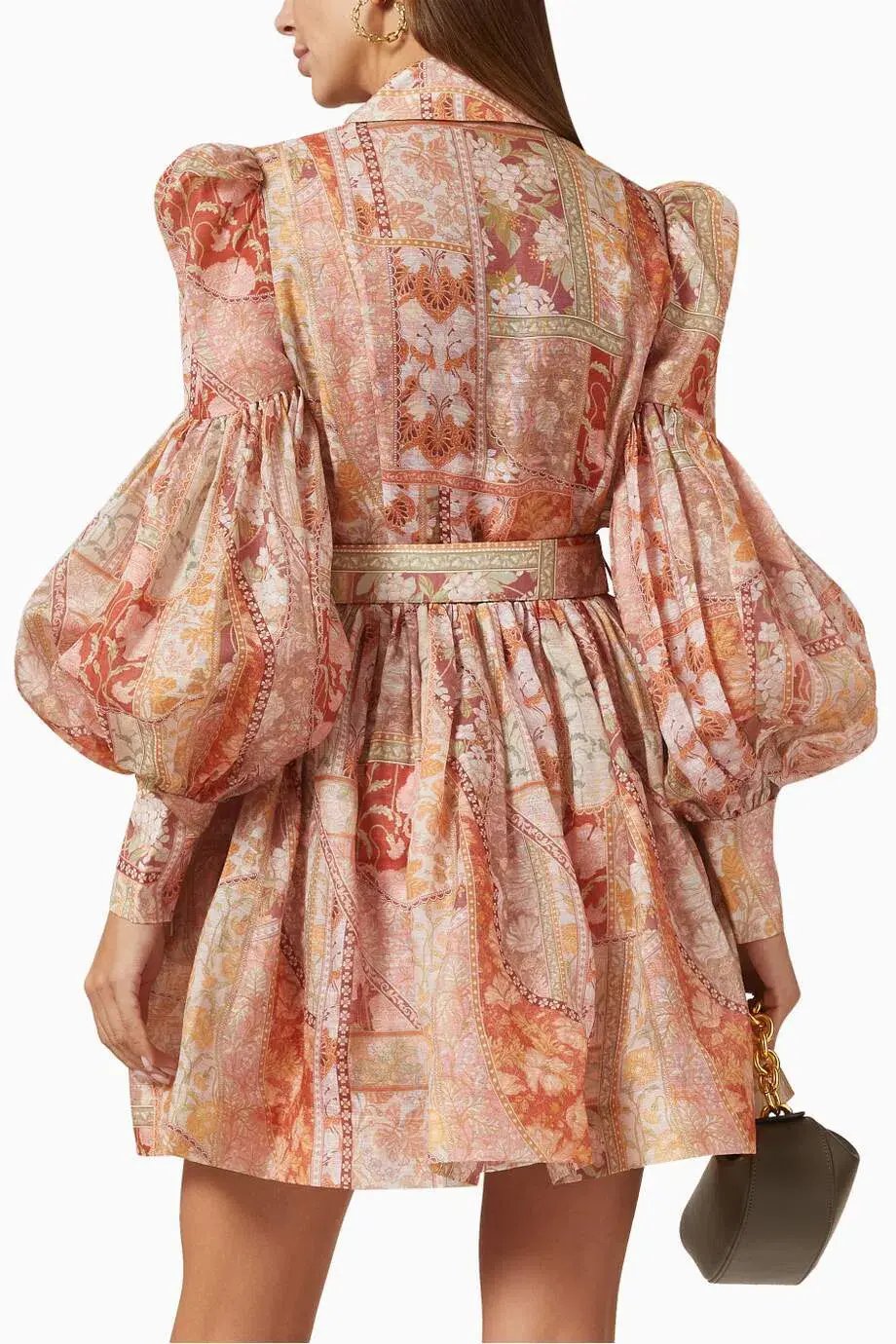 Zimmermann Kaleidoscope Tuxedo Frill Mini Dress in Linen Blend Size 0/Au 8 photo 3