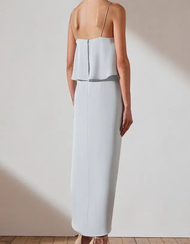 Shona Joy Luxe Draped Cocktail Frill Dress Cloud Size 10 photo 3