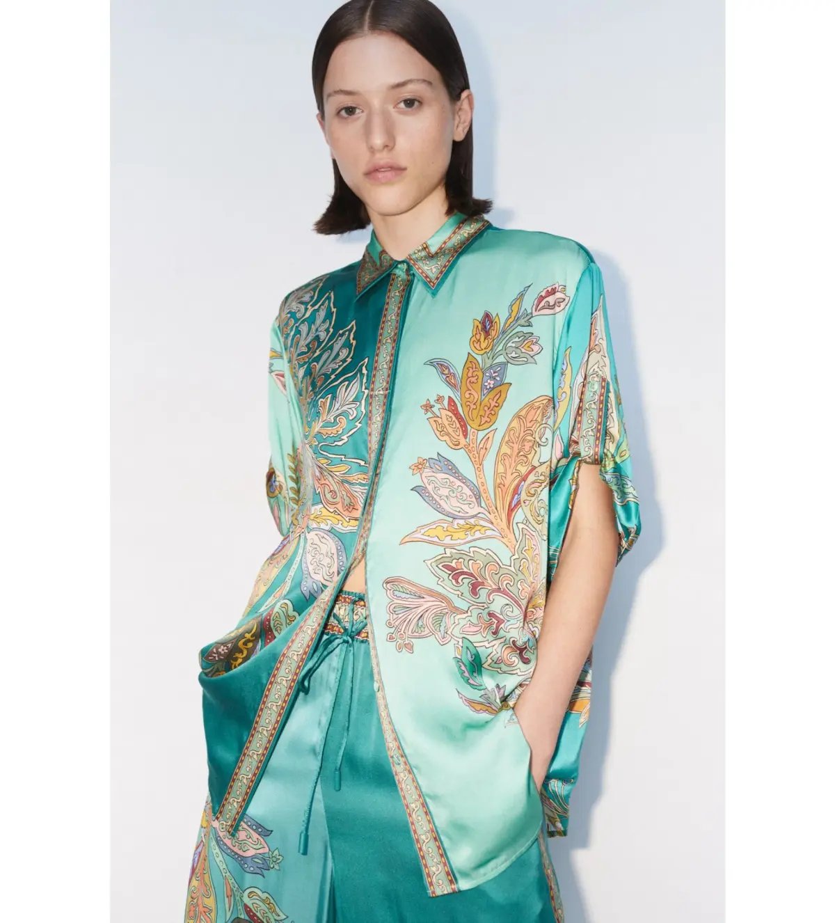 Alemais Franca Silk Shirt and Pant Set Print Size AU 16 photo 2