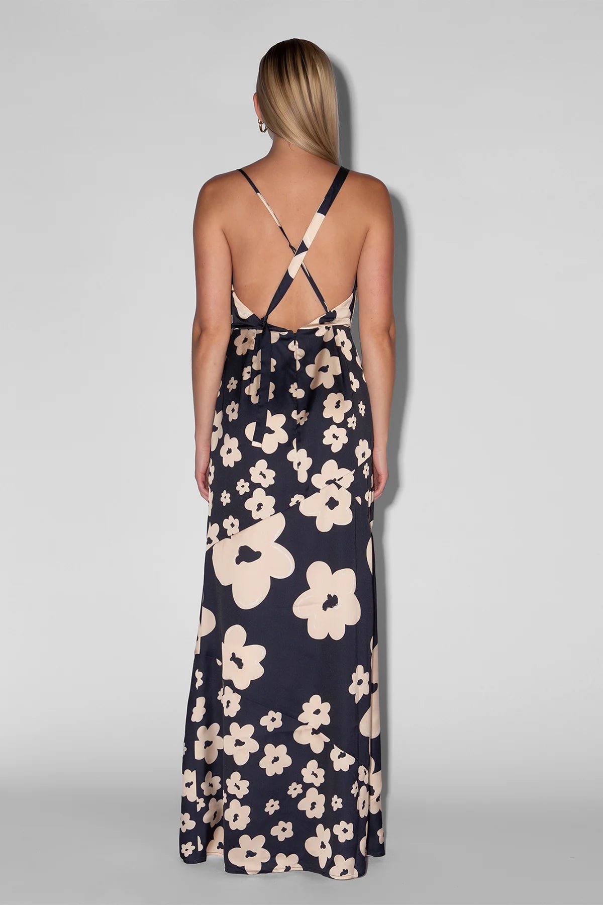 THE WOLF GANG AMOR COWL NECK DRESS - NAVY FLORAL photo 5