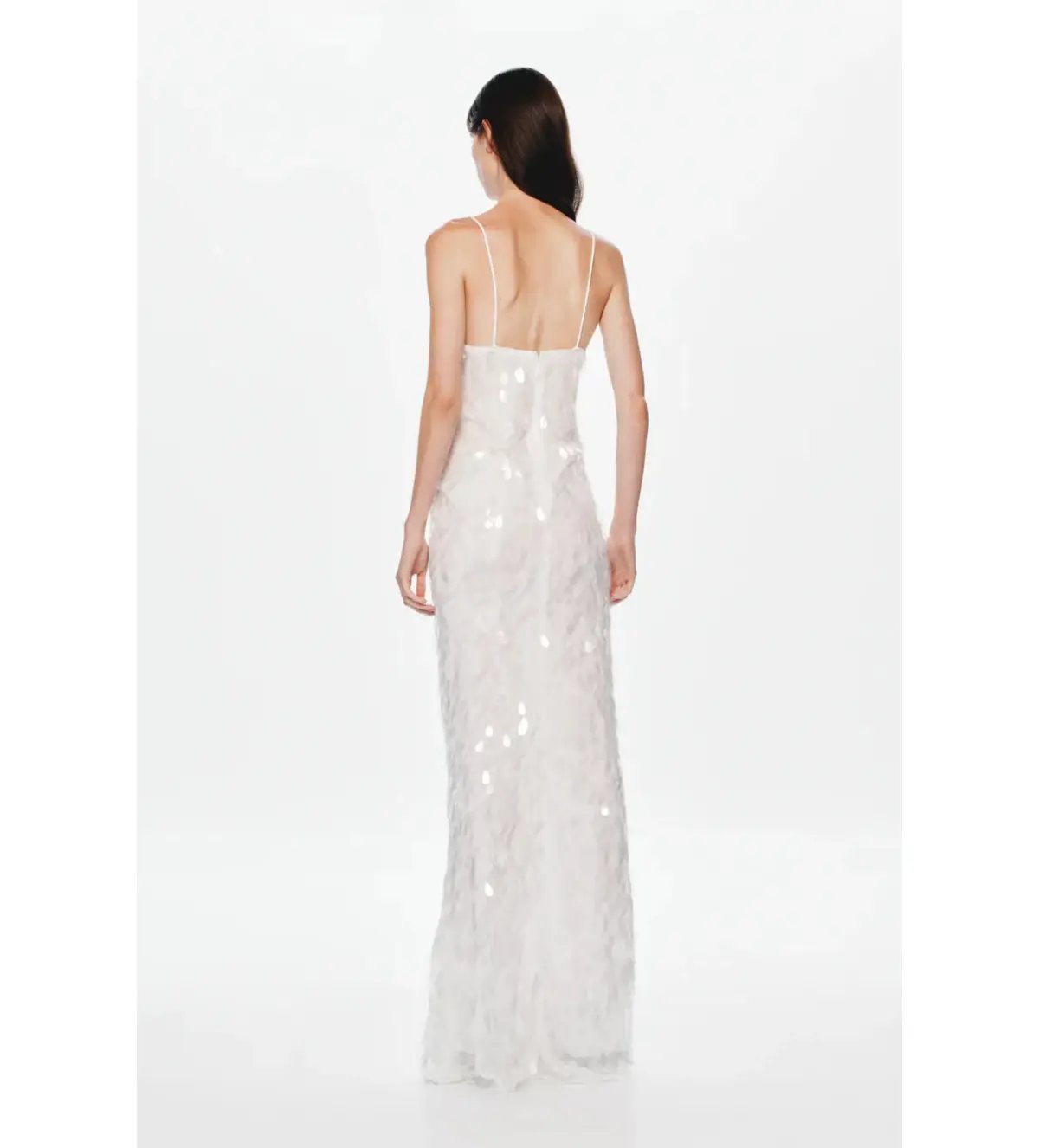 Misha Sapphire Sequin Maxi Dress Ivory Size 10/M photo 4