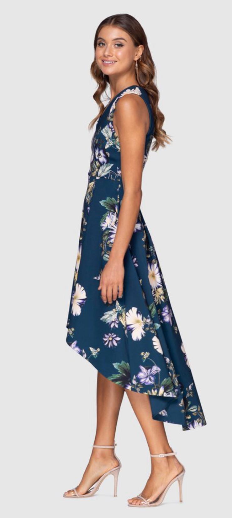 Pilgrim Green Dream High Low Blue Floral Size 10 photo 2