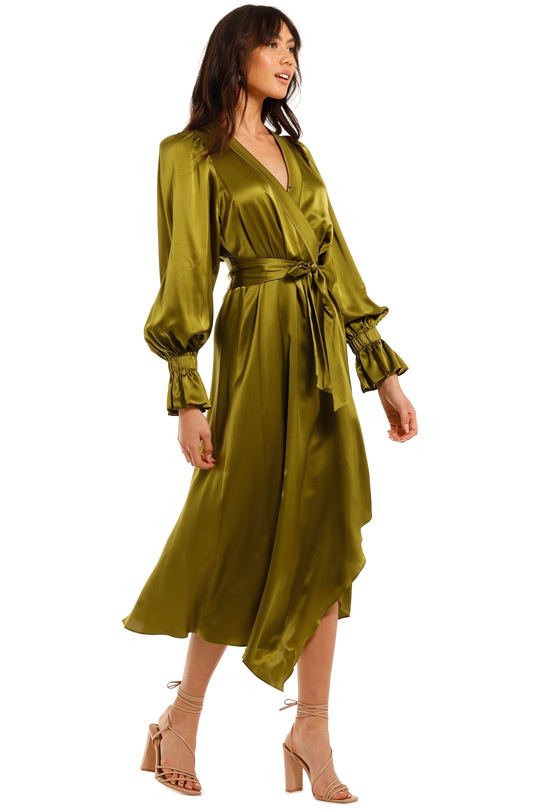 Molten Wrap Dress - Chartreuse photo 2