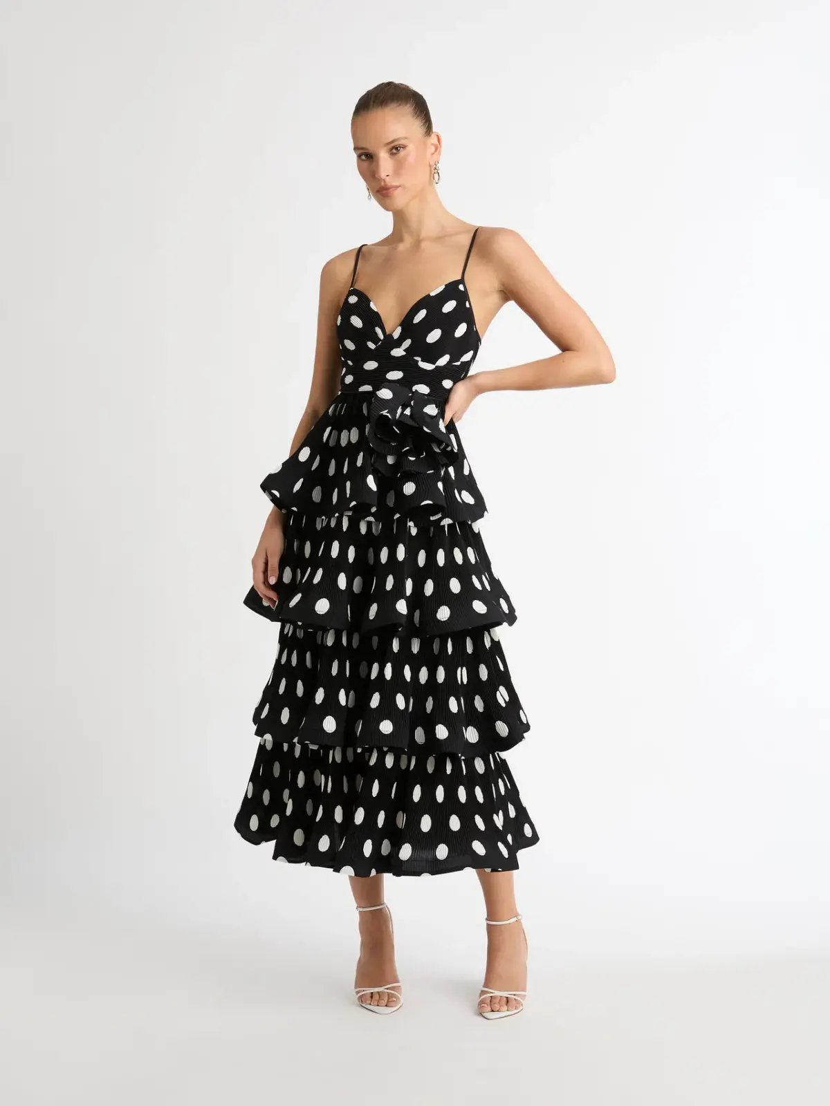 Sheike Julia Tiered Polka Dot Dress Print Size 6 photo 5