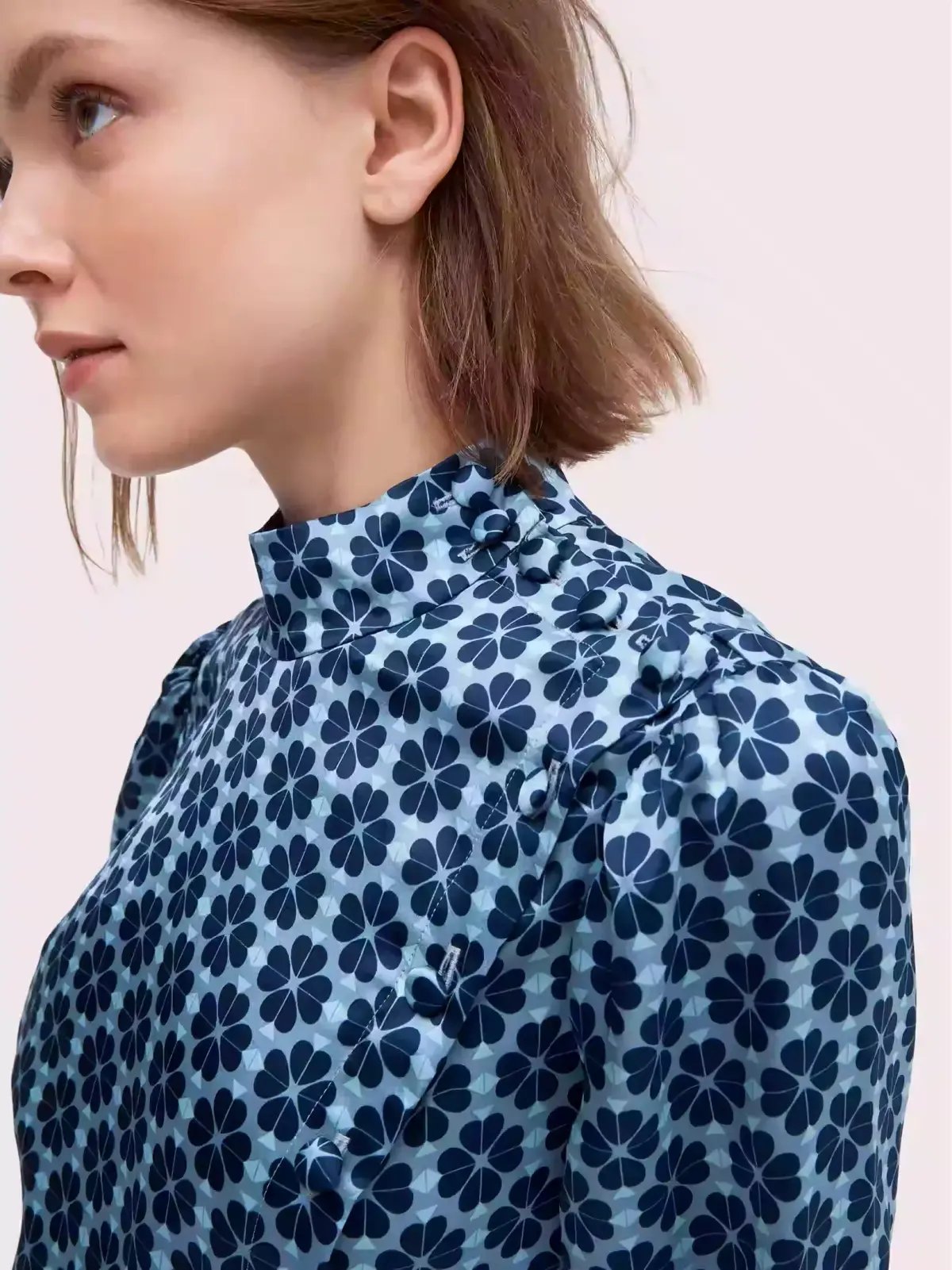 Kate Spade New York Flower Silk Mini Dress Blue Size 6 photo 4
