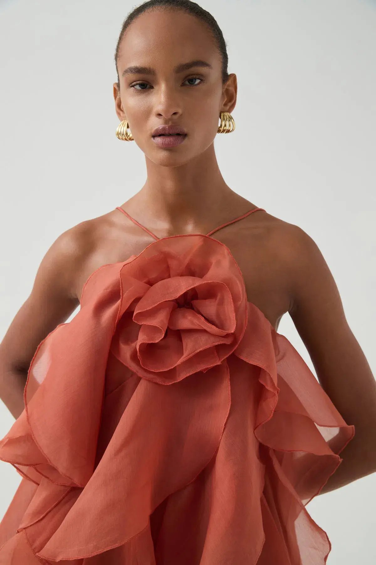 Aje Pandorea Layered Maxi Dress Coral Clay Size AU 10 photo 2