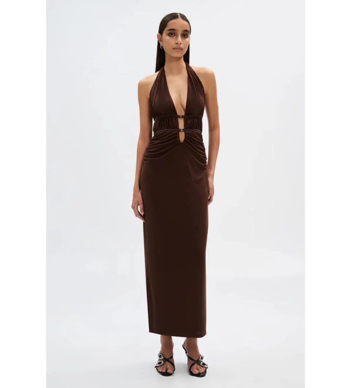 Misha Collection The Celine Dress in Mesh Espresso Brown M/ Size AU 10 photo 3