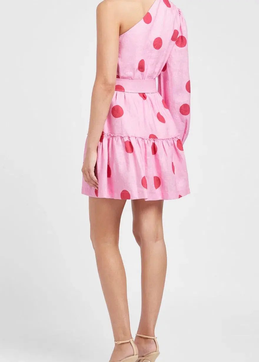 Rebecca Vallance Dalia Mini Dress Pink Polka Dot Print Size 8 photo 2