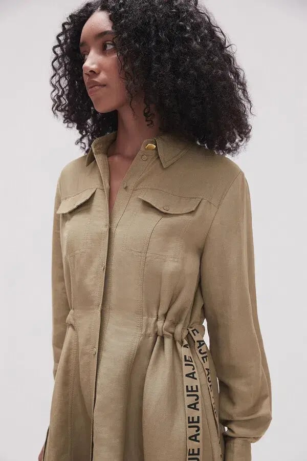 Aje Eternal Logo Mini Dress Desert Khaki Size 4 photo 2