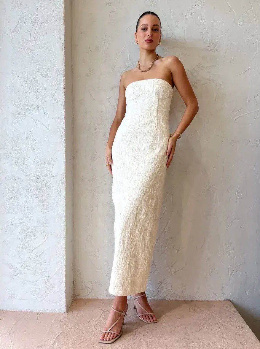 Sir the Label Etienne Column Gown Cream Size 8 photo 2