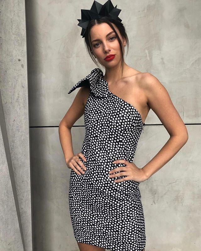 By Johnny Spotty Dotty One Shoulder Mini Dress Print Size 8 photo 3