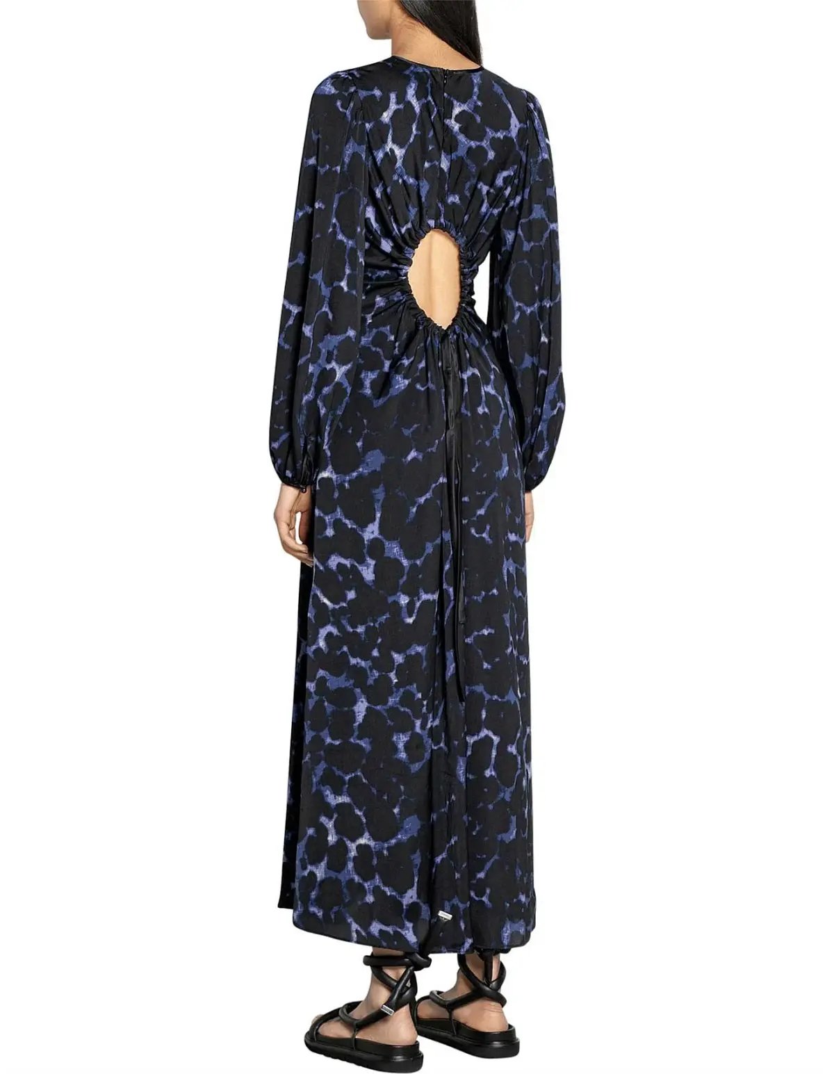 Veronica Maine Ink Blot Ankle Length Dress Black Print Size 16 photo 2